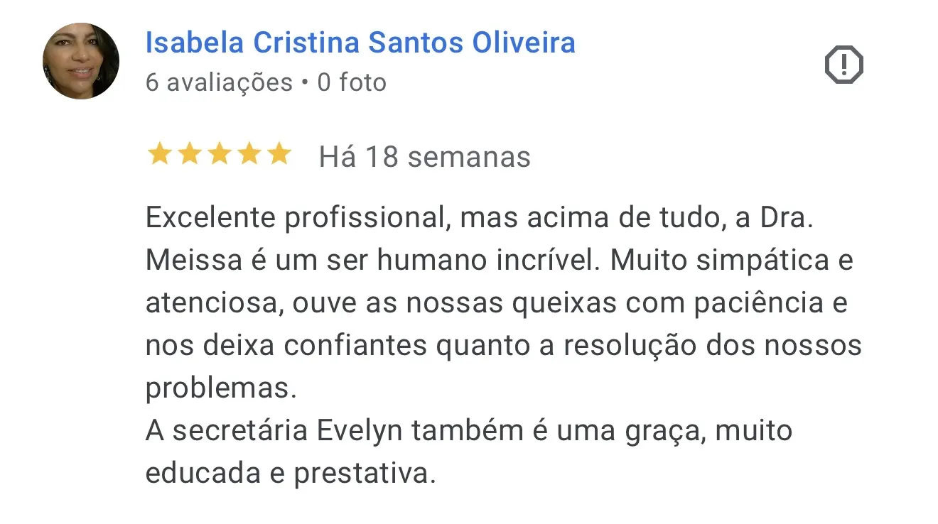 Avaliação de Isabela Cristina Santos Oliveira